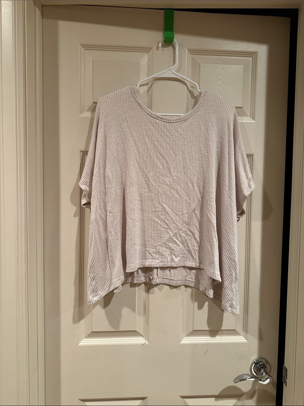 Zenana Outfitters Light Beige Ribbed Short Sleeve Tee